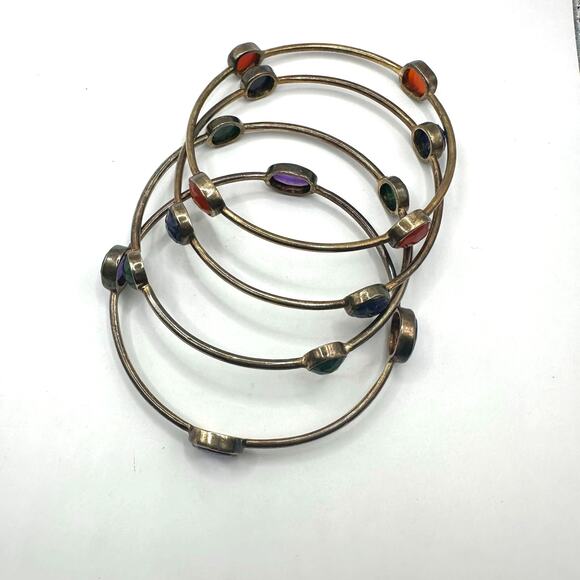 Lot of 4 Bangle Bracelets Casual Bohemian Boho Stackable Set Colorful Casual - Picture 7 of 9